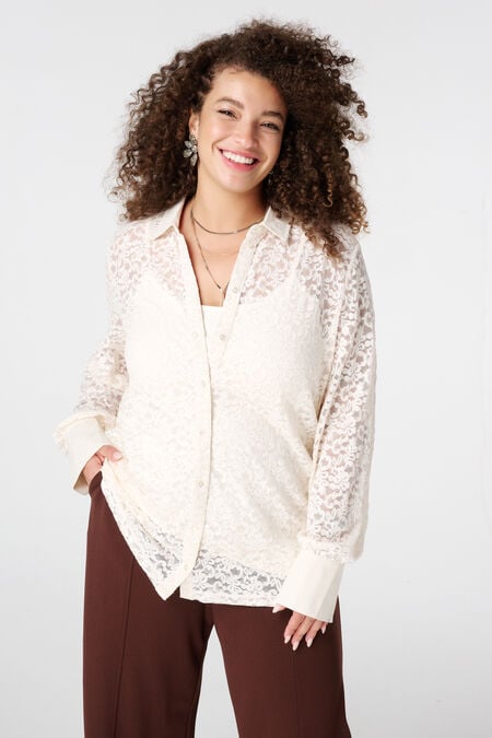 Top en jersey avec dentelle et paillettes Top en jersey avec dentelle et paillettes