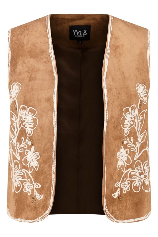 Gilet en suède avec broderies image number 1