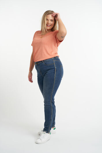 Jean &agrave; rayures scintillantes