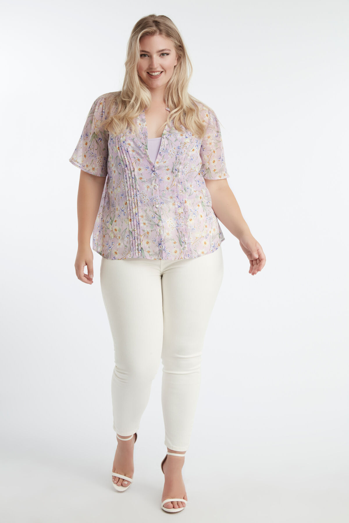 Chemisier avec imprim&eacute; floral et d&eacute;tails en lurex image number 3