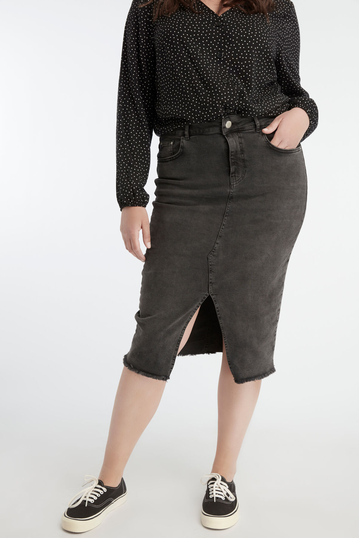 Jupe en denim avec fente image number 3