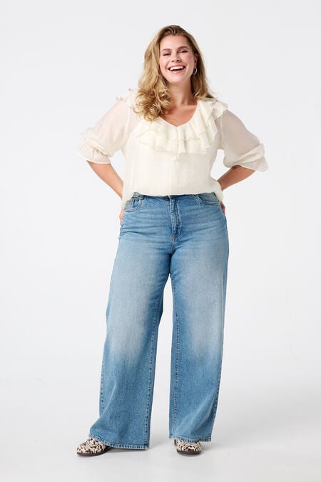 Jean à jambe large et taille haute Jean à jambe large et taille haute