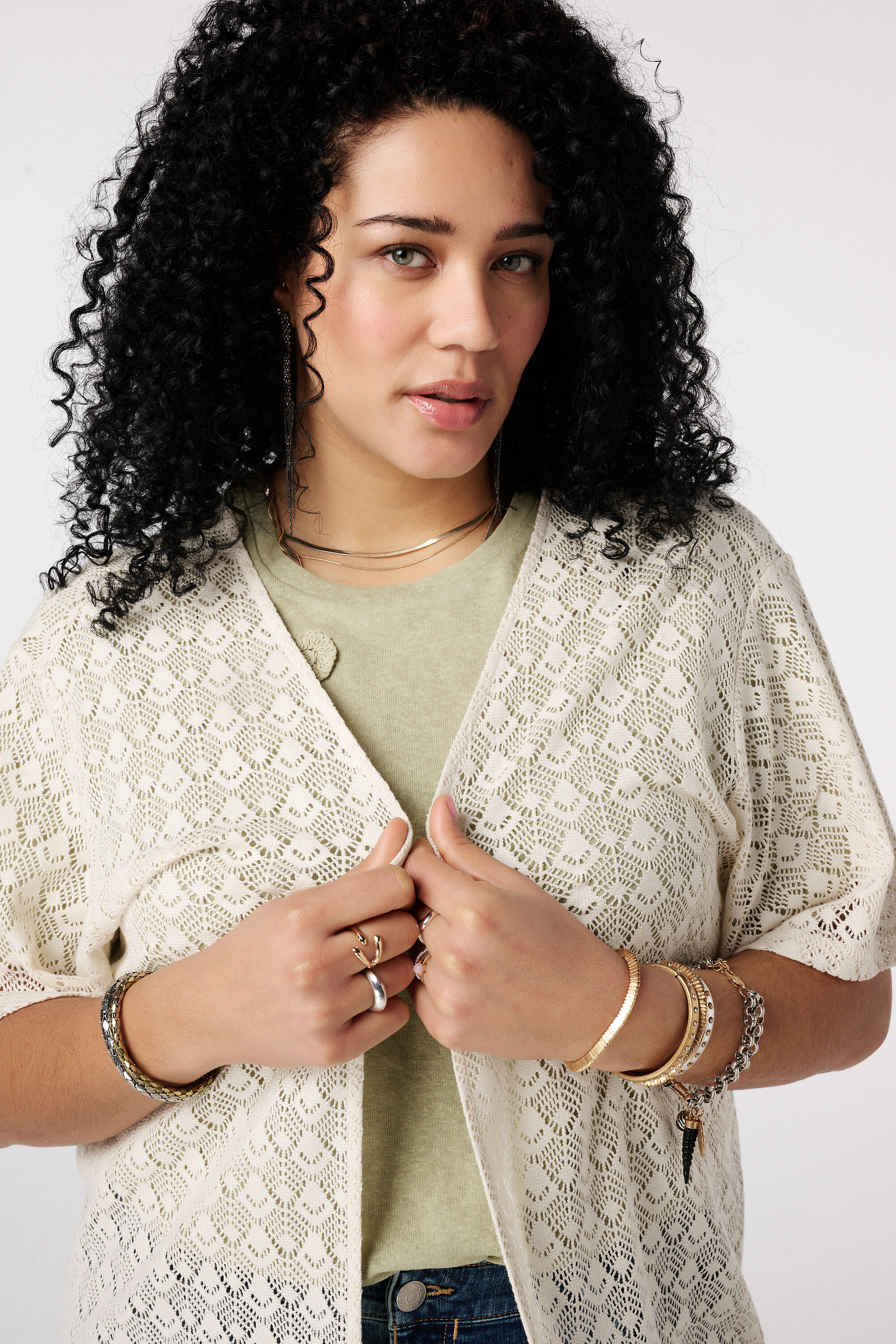 Gilet long avec ceinture &agrave; nouer image number 4