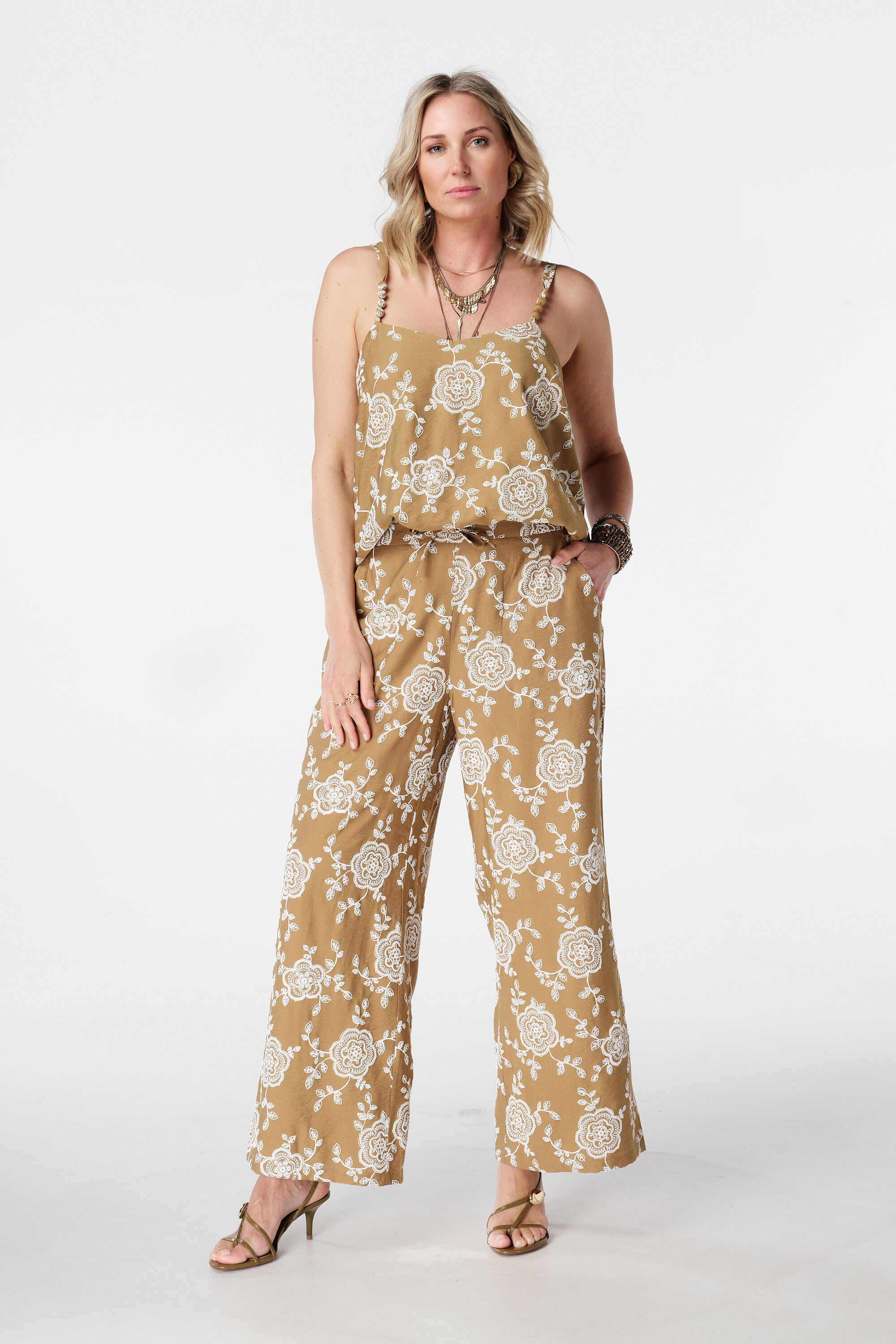 Pantalon wide leg avec imprim&eacute;