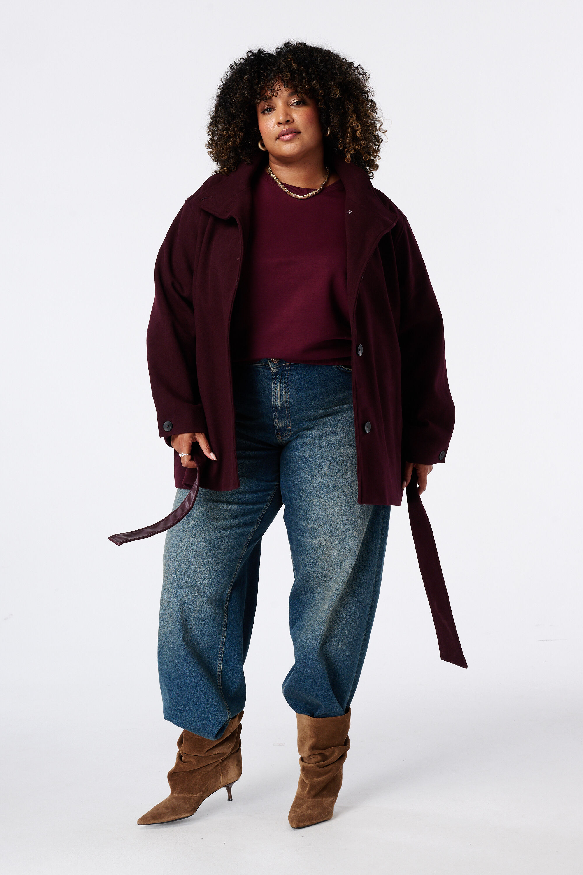 Manteau mi long avec col montant image number 5