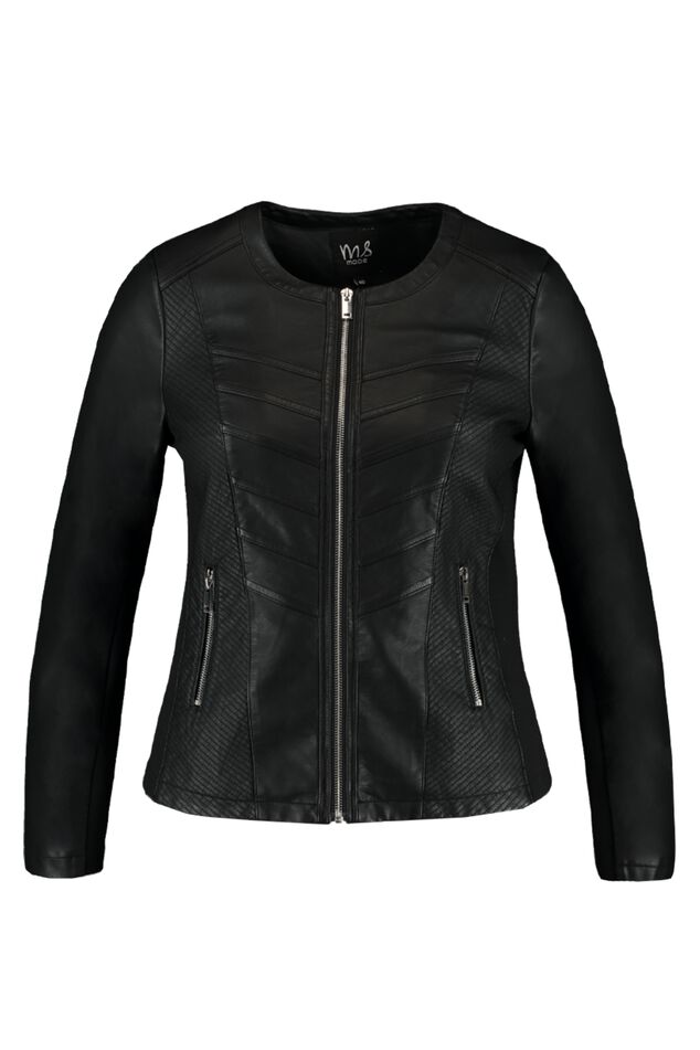 Veste motard en simili cuir à col rond image number 1