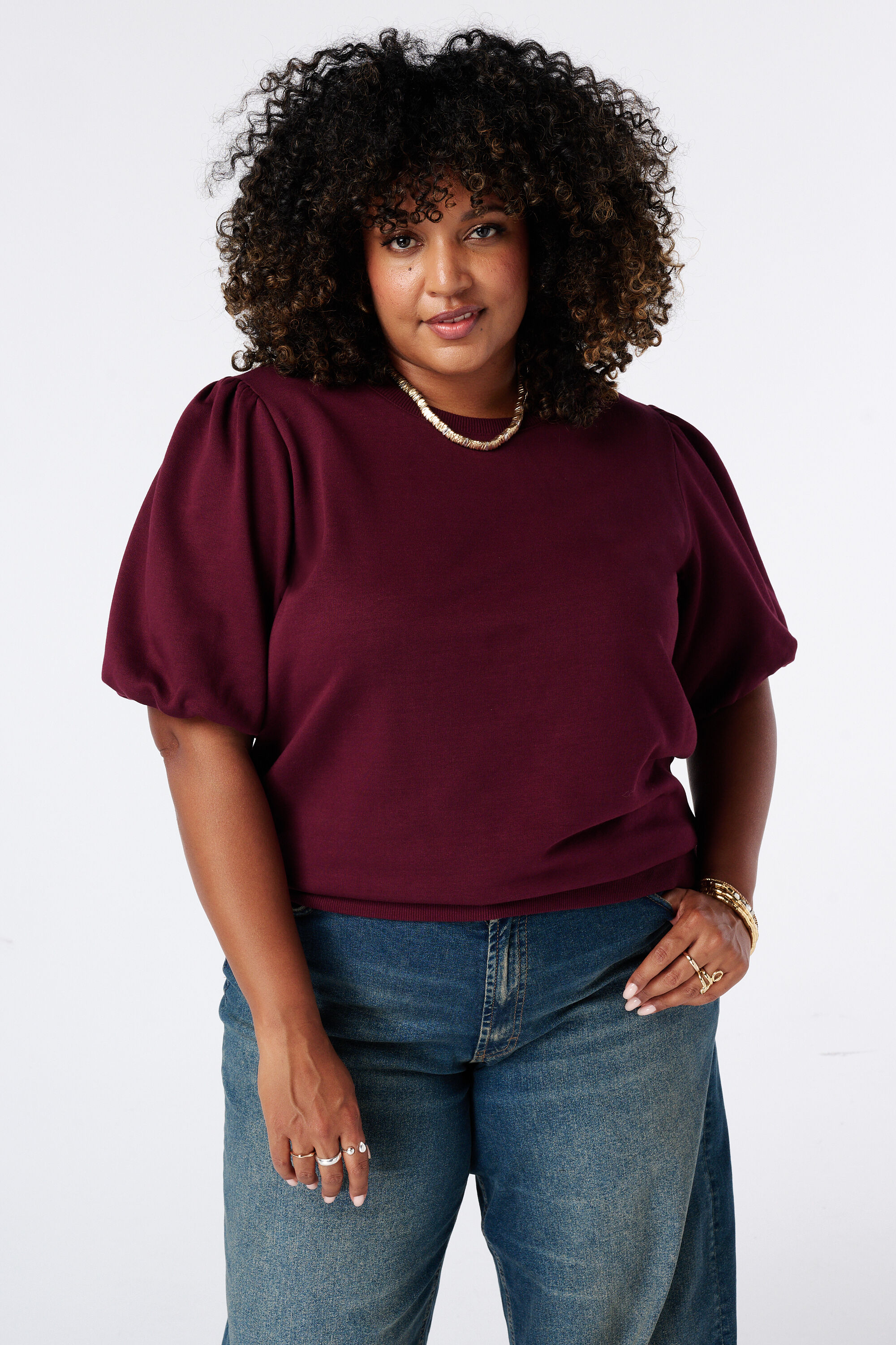Sweat &agrave; manches bouffantes courtes