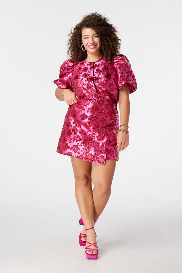 Jupe jacquard pailletée effet portefeuille image number 0