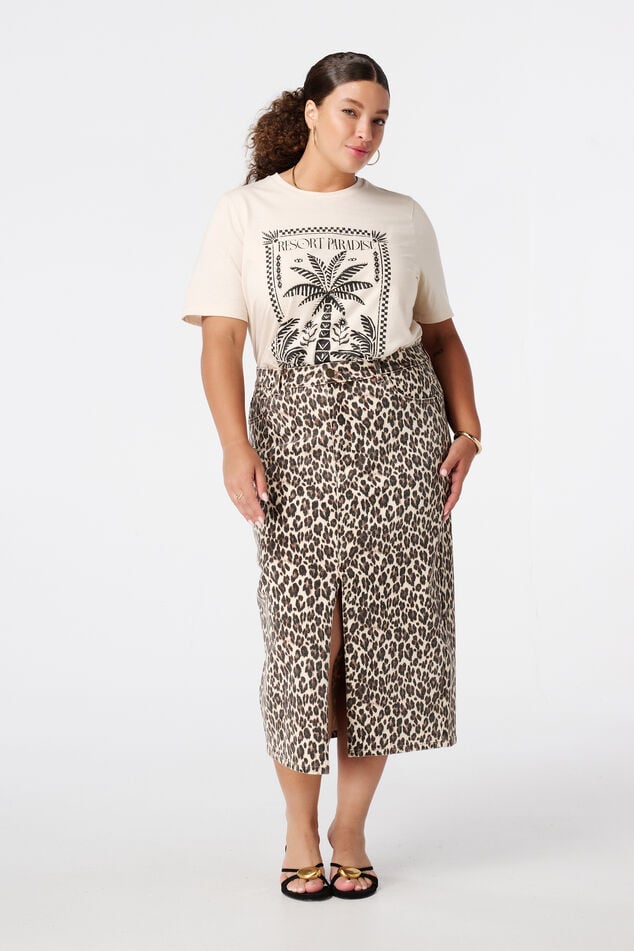 Jupe en denim avec imprimé panthère image number 0