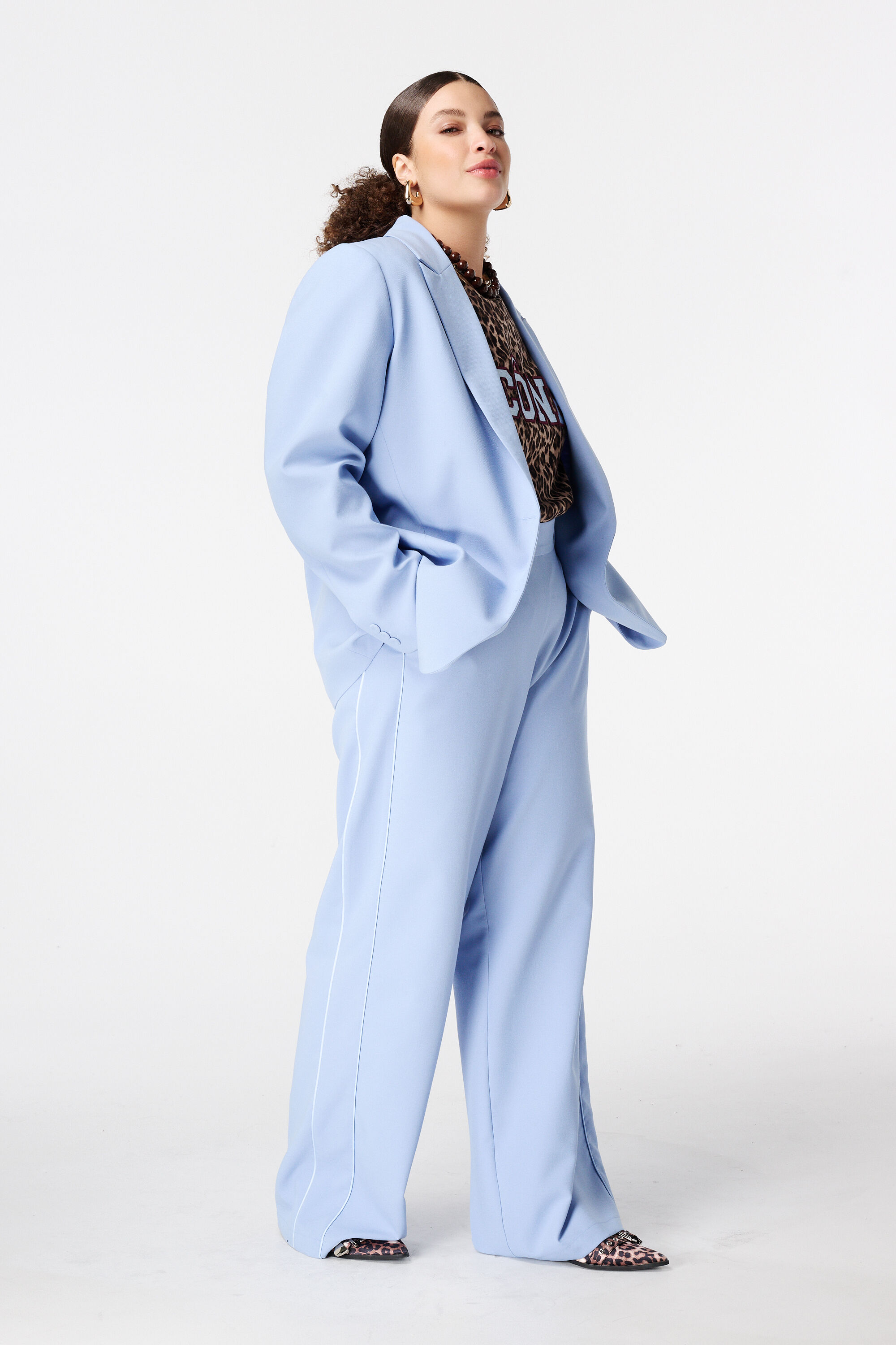 Pantalon large &agrave; rayures lat&eacute;rales