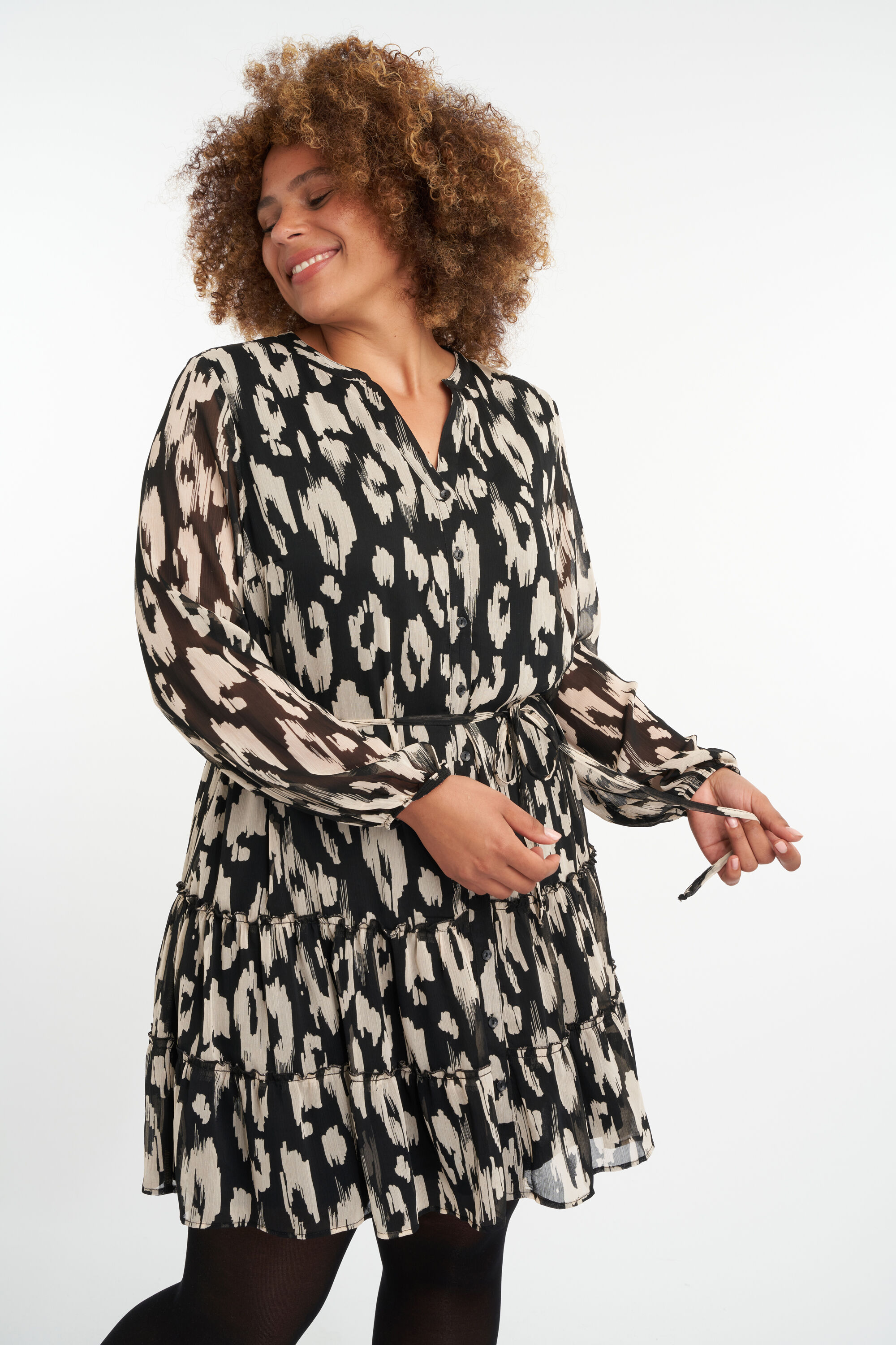 Robe coupe trap&egrave;ze &agrave; imprim&eacute;  image number 5