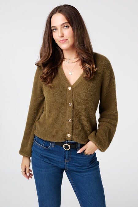 Cardigan doux avec boutons dorés Cardigan doux avec boutons dorés