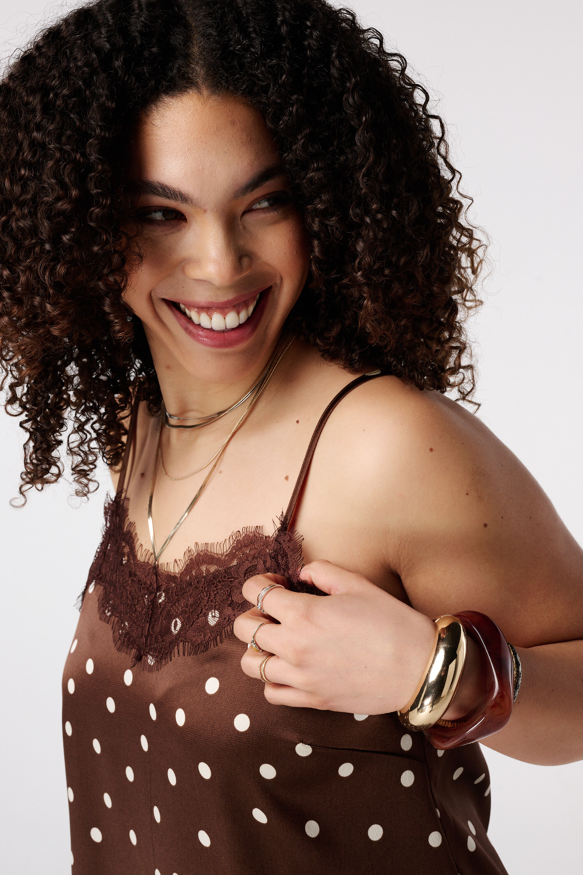 Blouse &agrave; pois avec dentelle image number 4