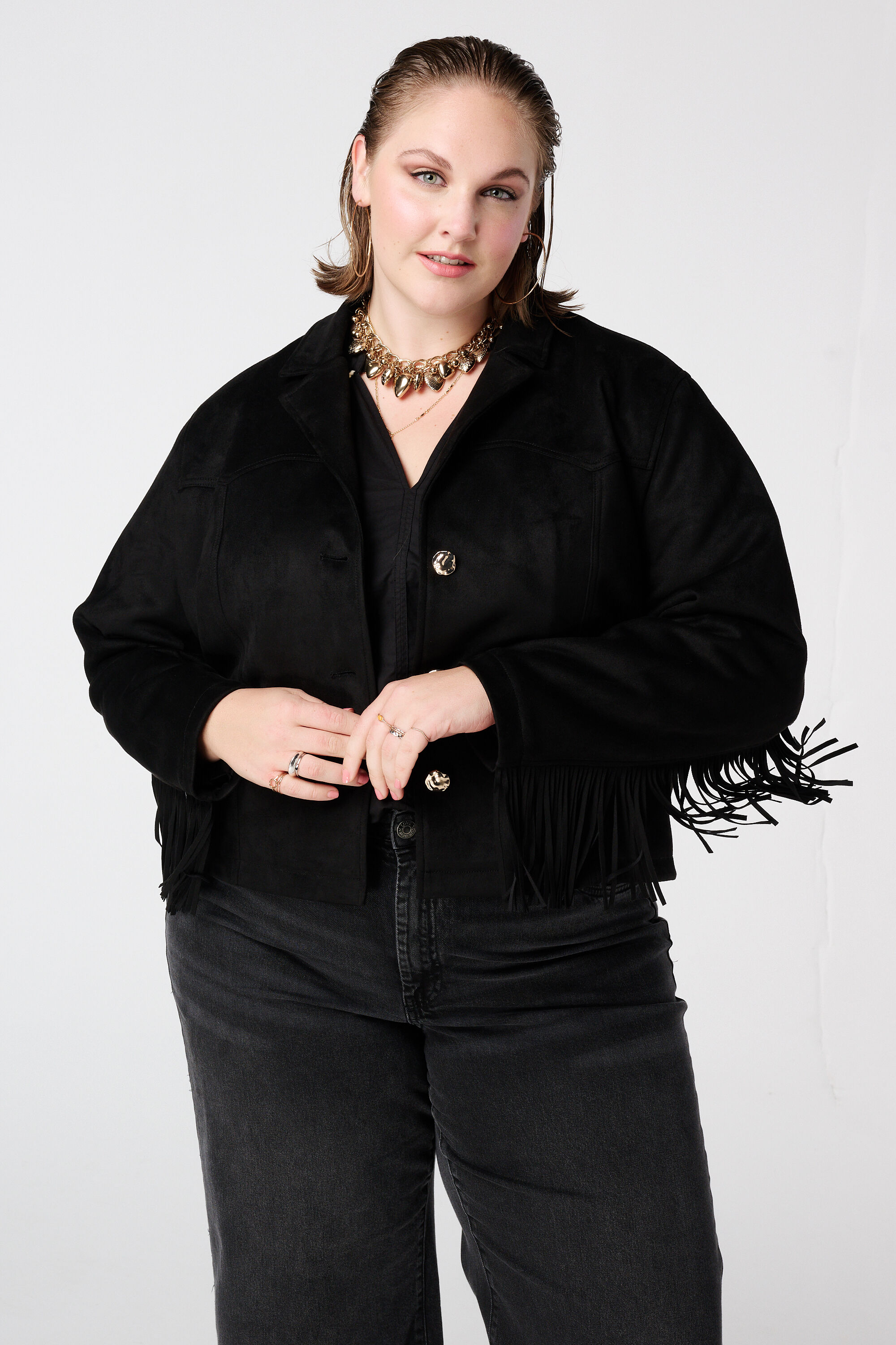 Veste en su&eacute;dine &agrave; franges