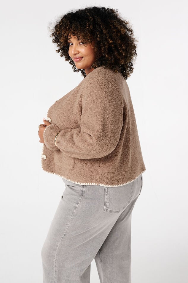 Veste Teddy avec coutures décoratives et fermeture à boutons image number 3