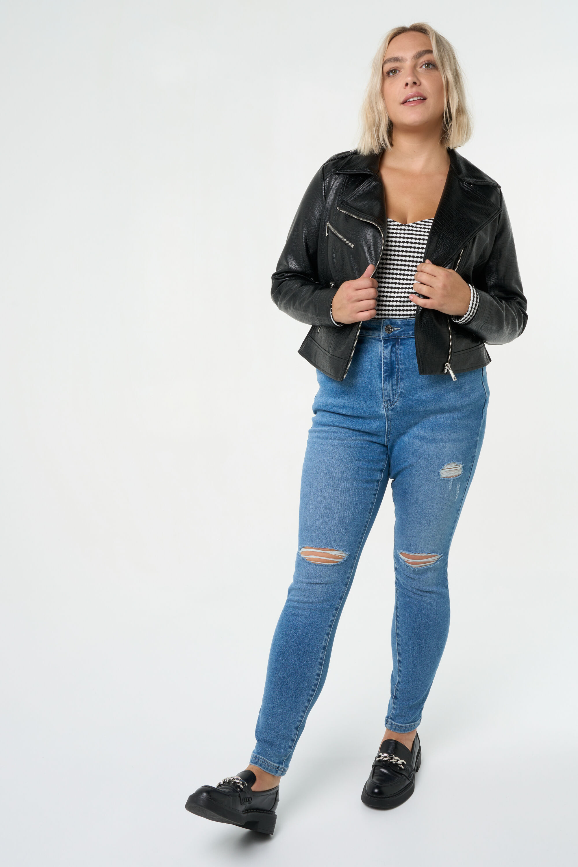 Veste croco de style motard image number 7