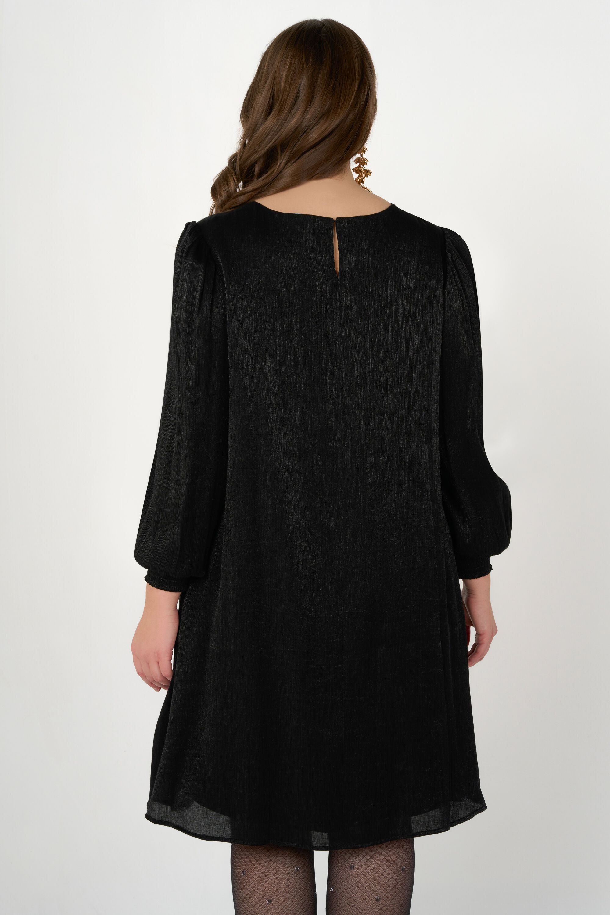 Femmes Robe midi avec d tail dor Noir MS Mode