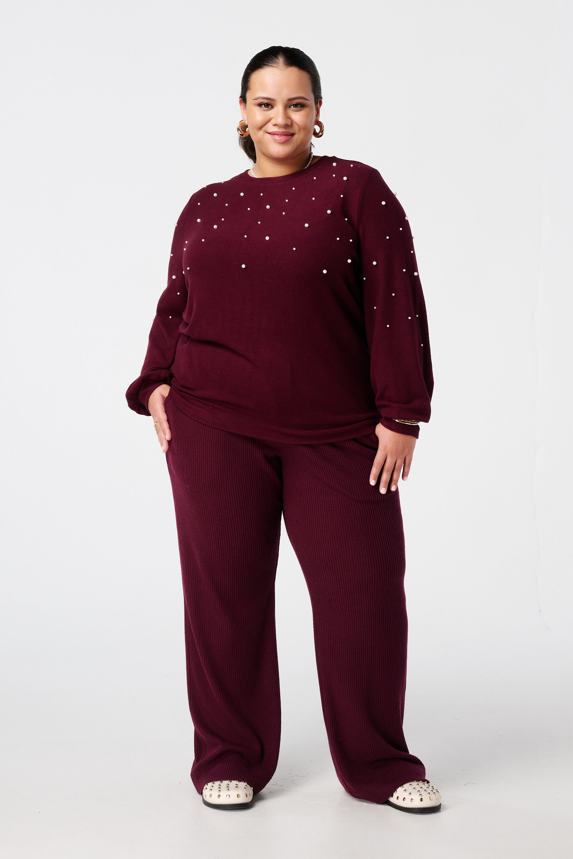 Pull bross&eacute; avec imprim&eacute; perle image number 5