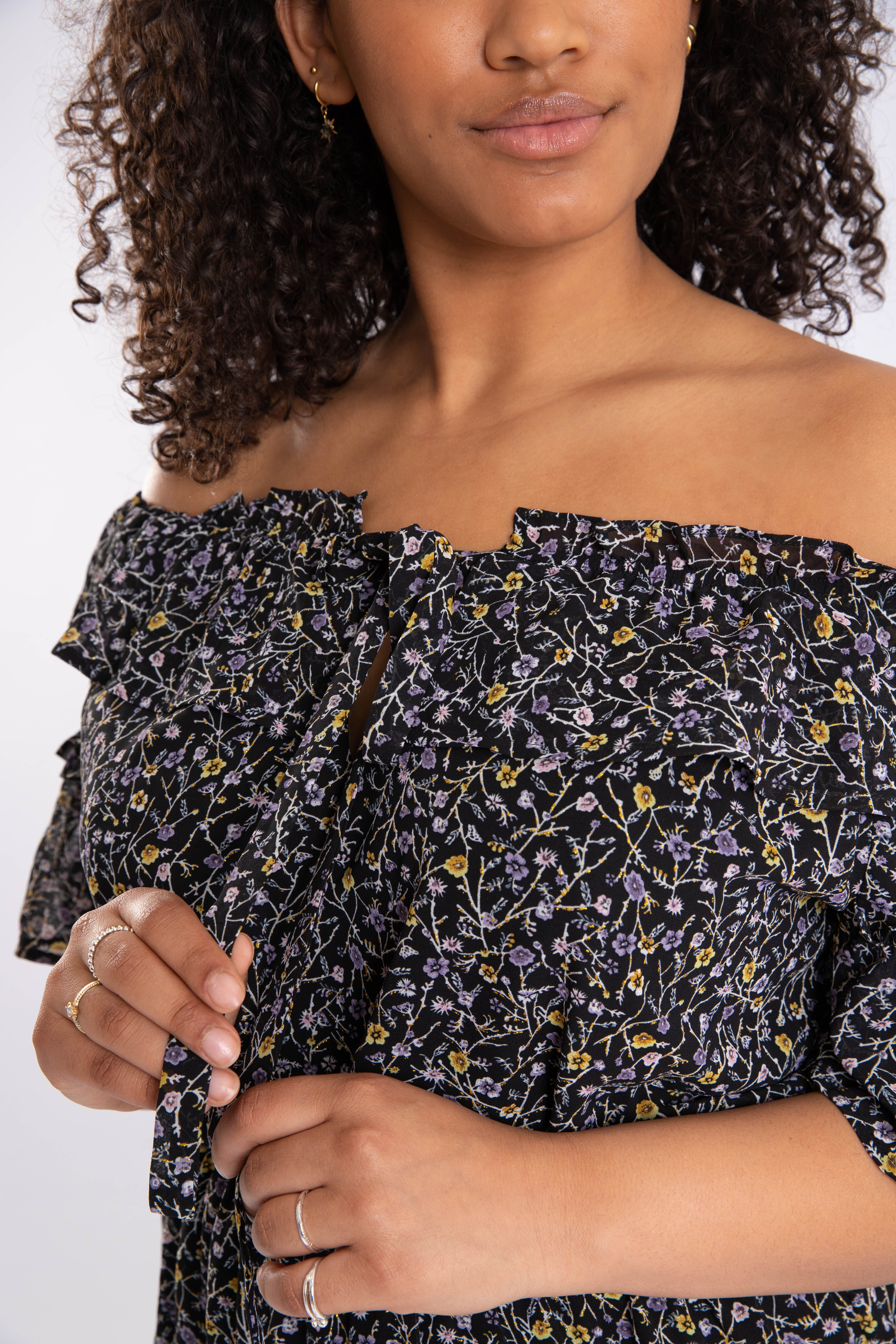 Robe &agrave; imprim&eacute; et &agrave; &eacute;paules d&eacute;nud&eacute;es image number 6