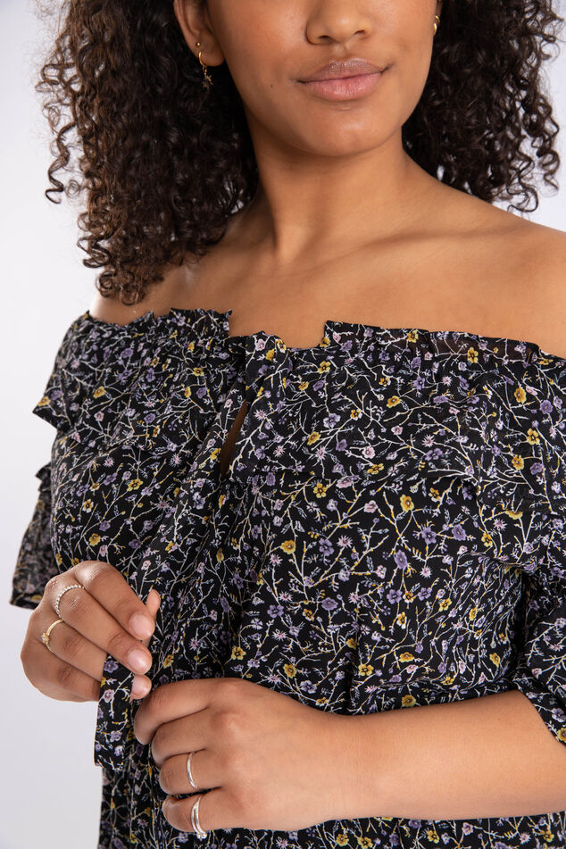 Robe à imprimé et à épaules dénudées image number 6