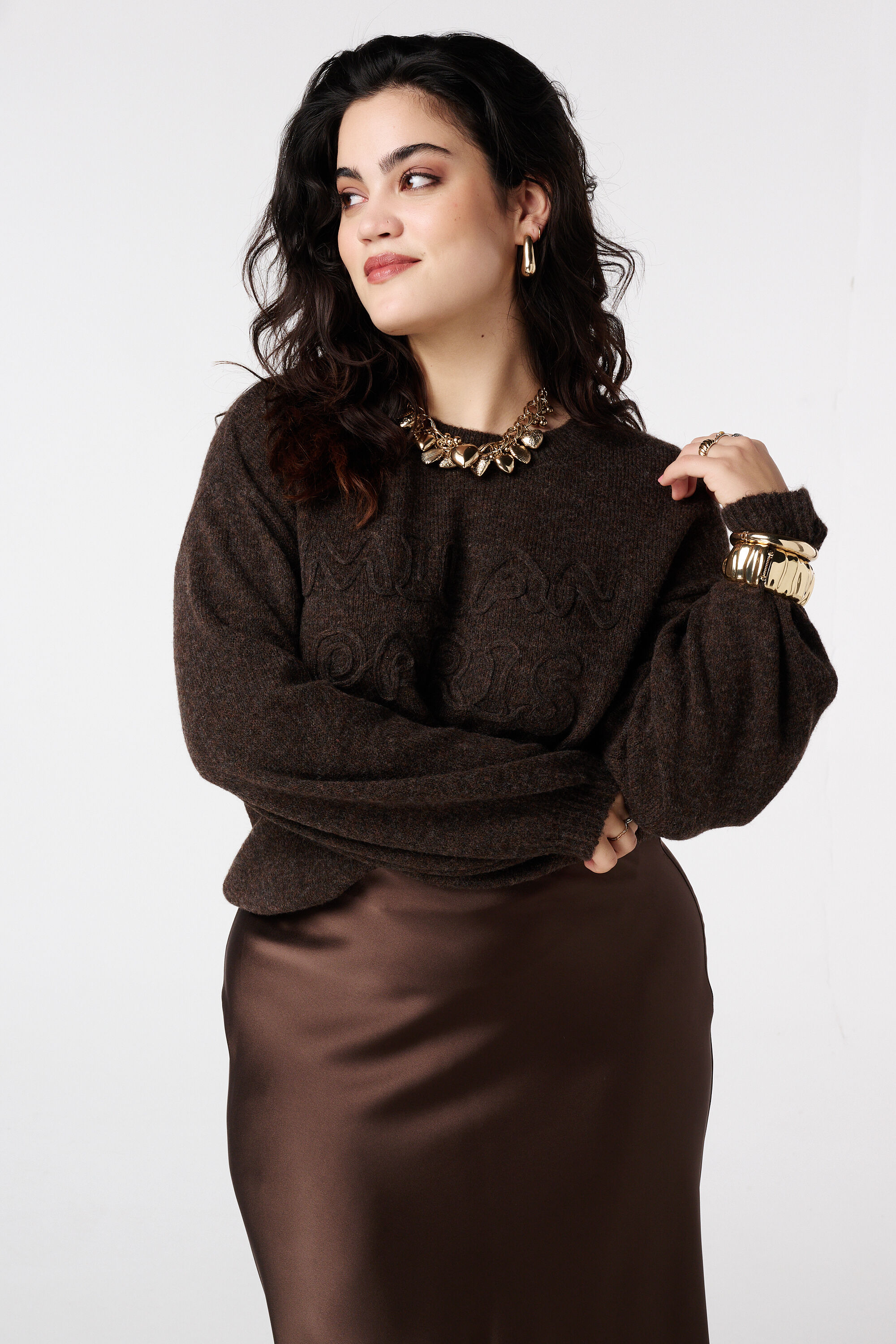 Pull tricot&eacute; avec inscription