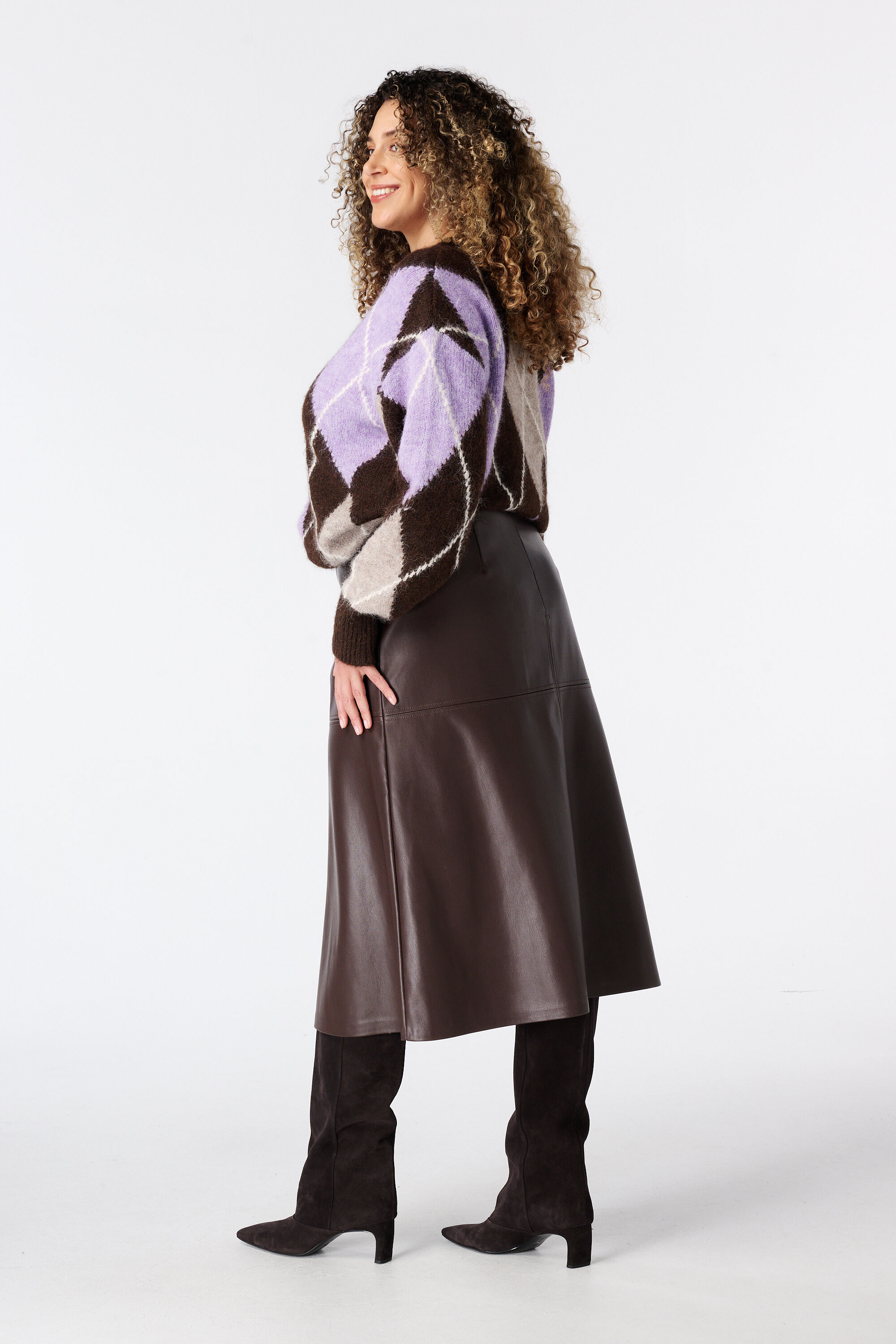 Jupe midi en similicuir image number 3