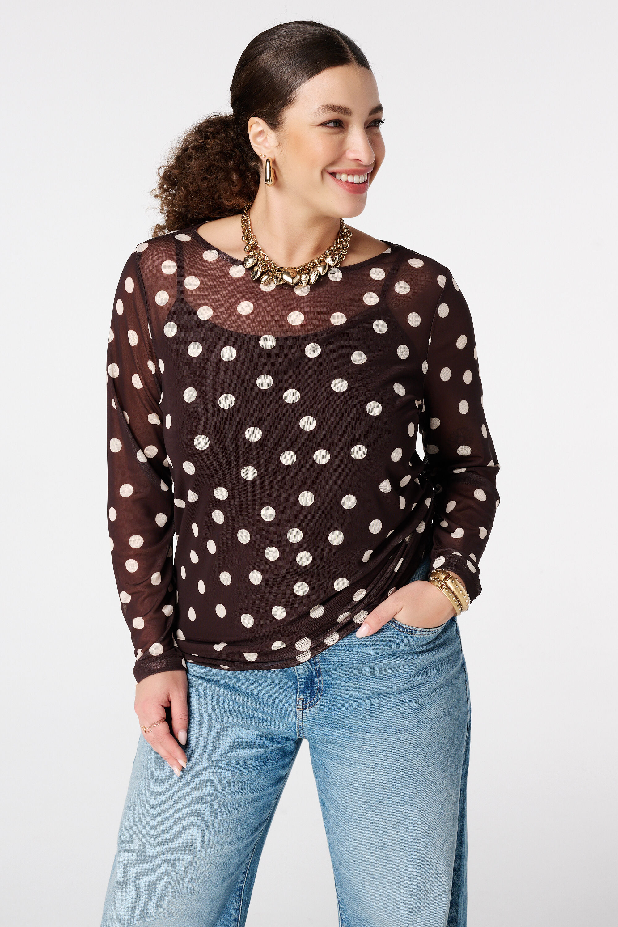 Top en maille &agrave; pois image number 3