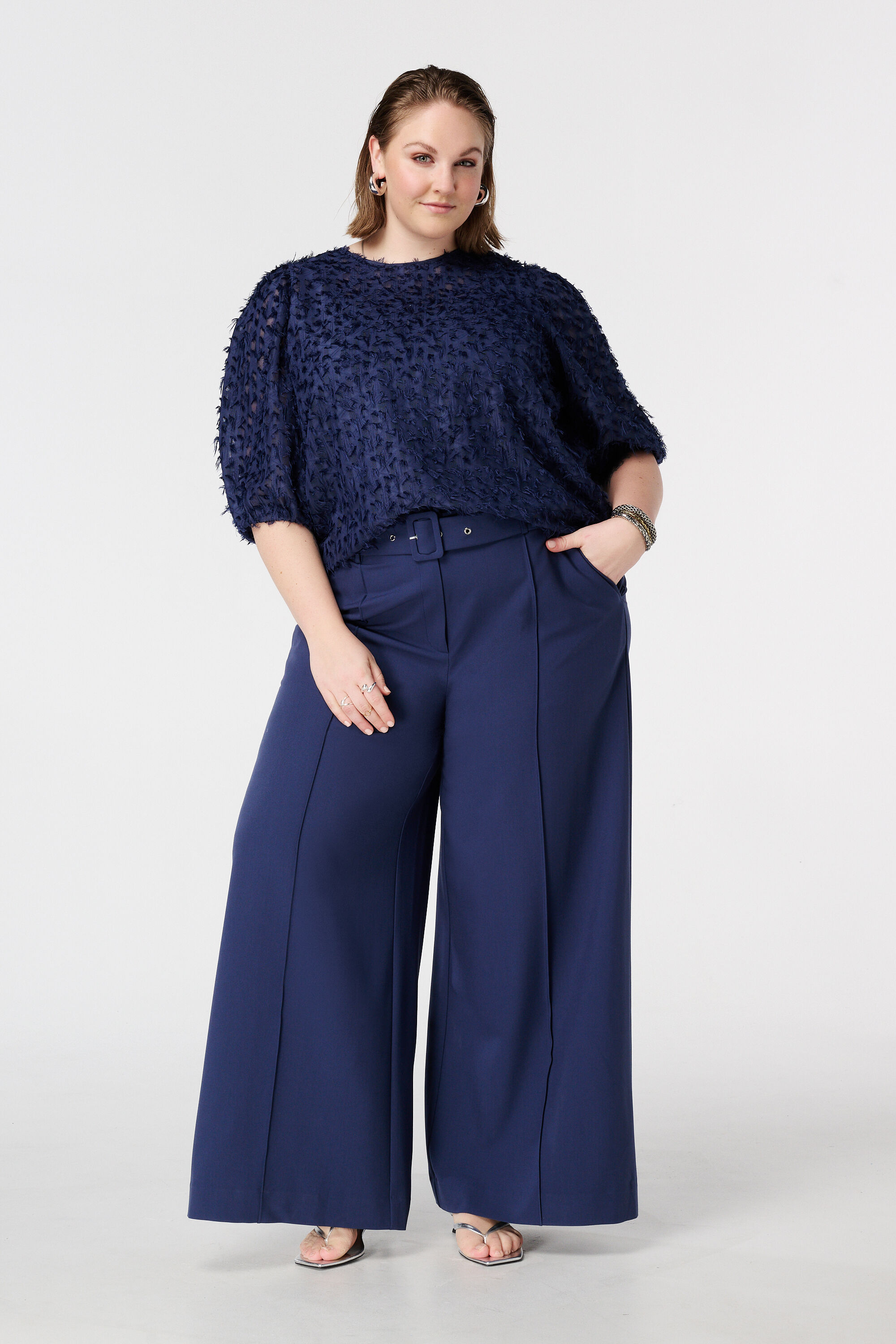 Pantalon wide leg avec ceinture