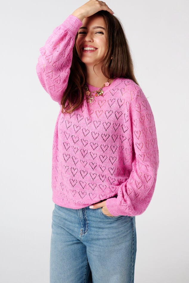 Pull ajouré avec motif cœurs image number 0