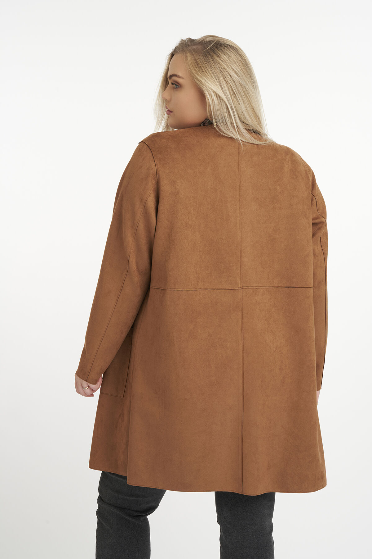 Veste en su&eacute;dine et &agrave; col rond image number 3