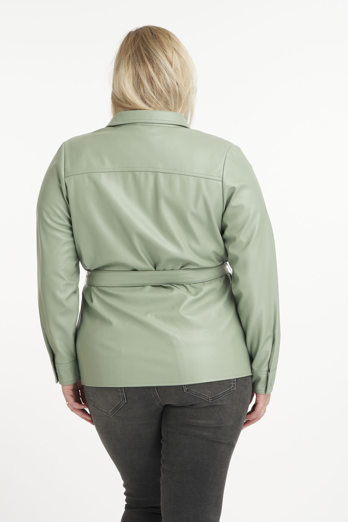 Veste en similicuir avec ceinture &agrave; nouer image number 3