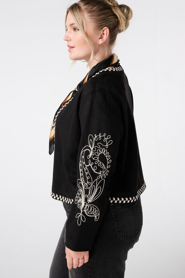 Veste aspect suédé avec broderies  image number 4