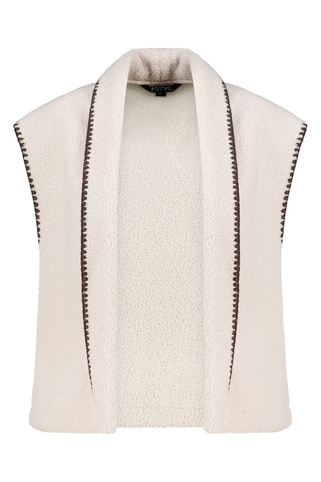 Gilet Teddy avec surpiqûres décoratives image number 0