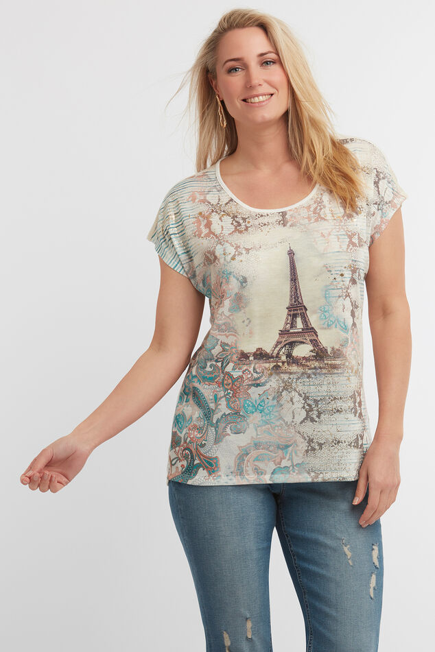 T-shirt à empiècement imprimé image number 0