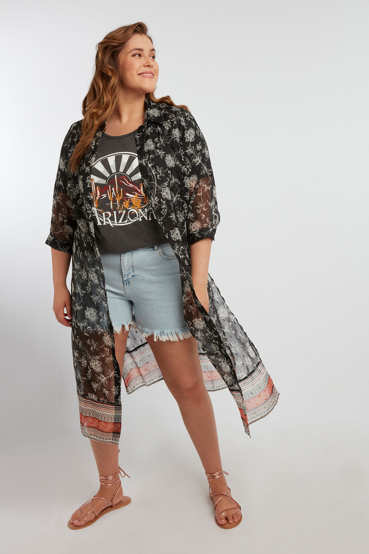 Chemisier transparent &agrave; motif cachemire image number 3