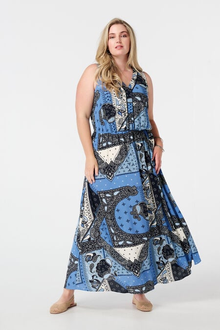 Robe longue sans manches à imprimé cachemire Robe longue sans manches à imprimé cachemire
