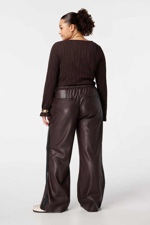 Pantalon large à rayures latérales en PU image number 3