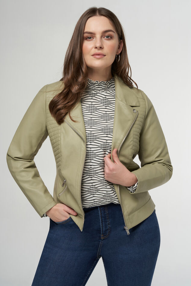 Veste au look en cuir et aux détails argentés. image number 5