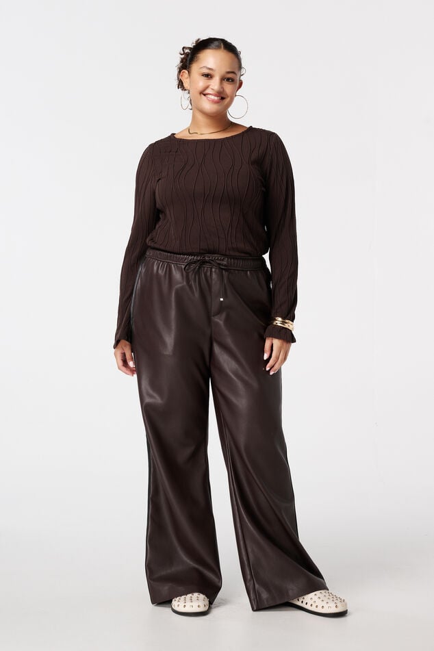 Pantalon large à rayures latérales en PU image number 0