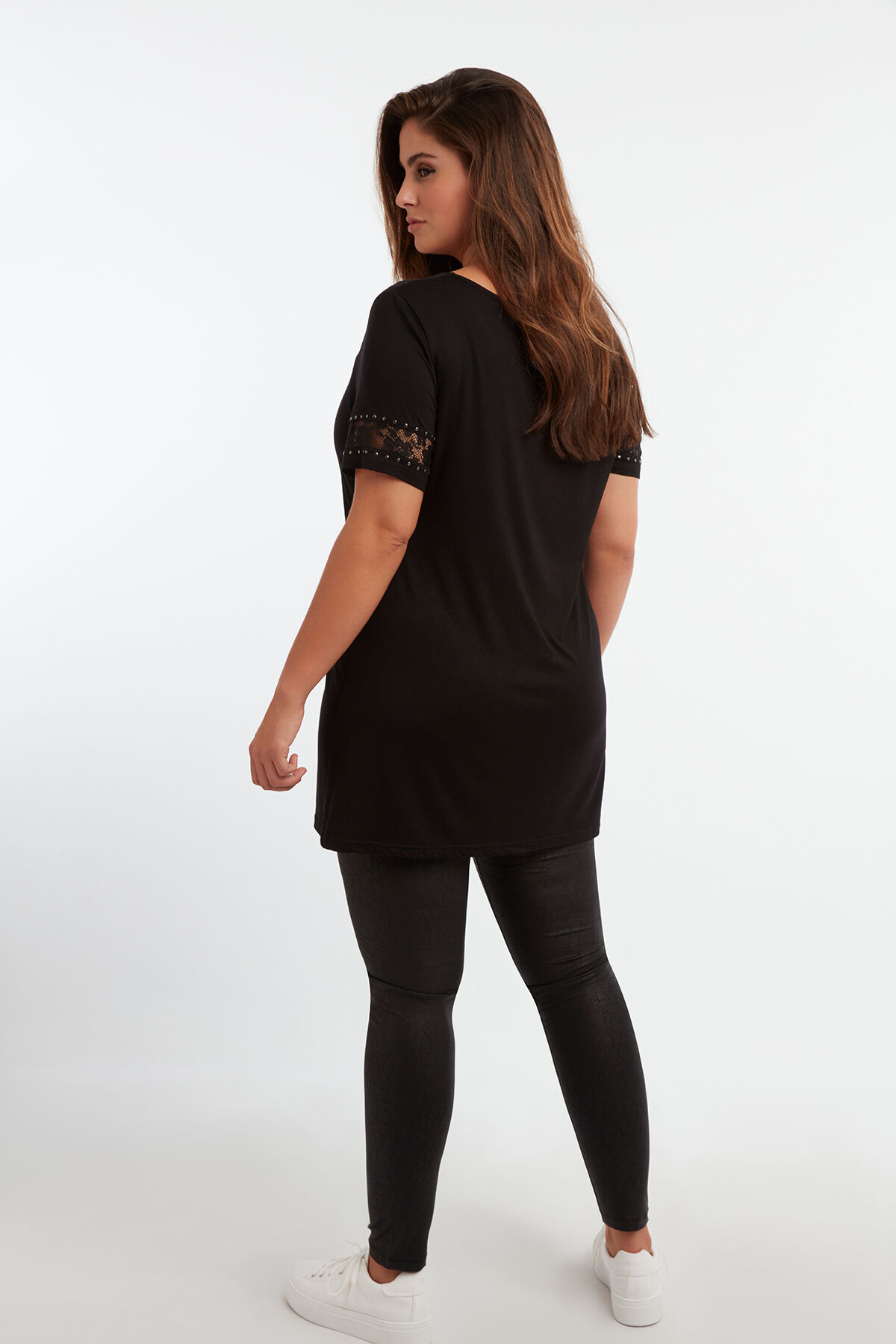 Legging effet mouill&eacute; avec imprim&eacute; craquel&eacute; image number 3