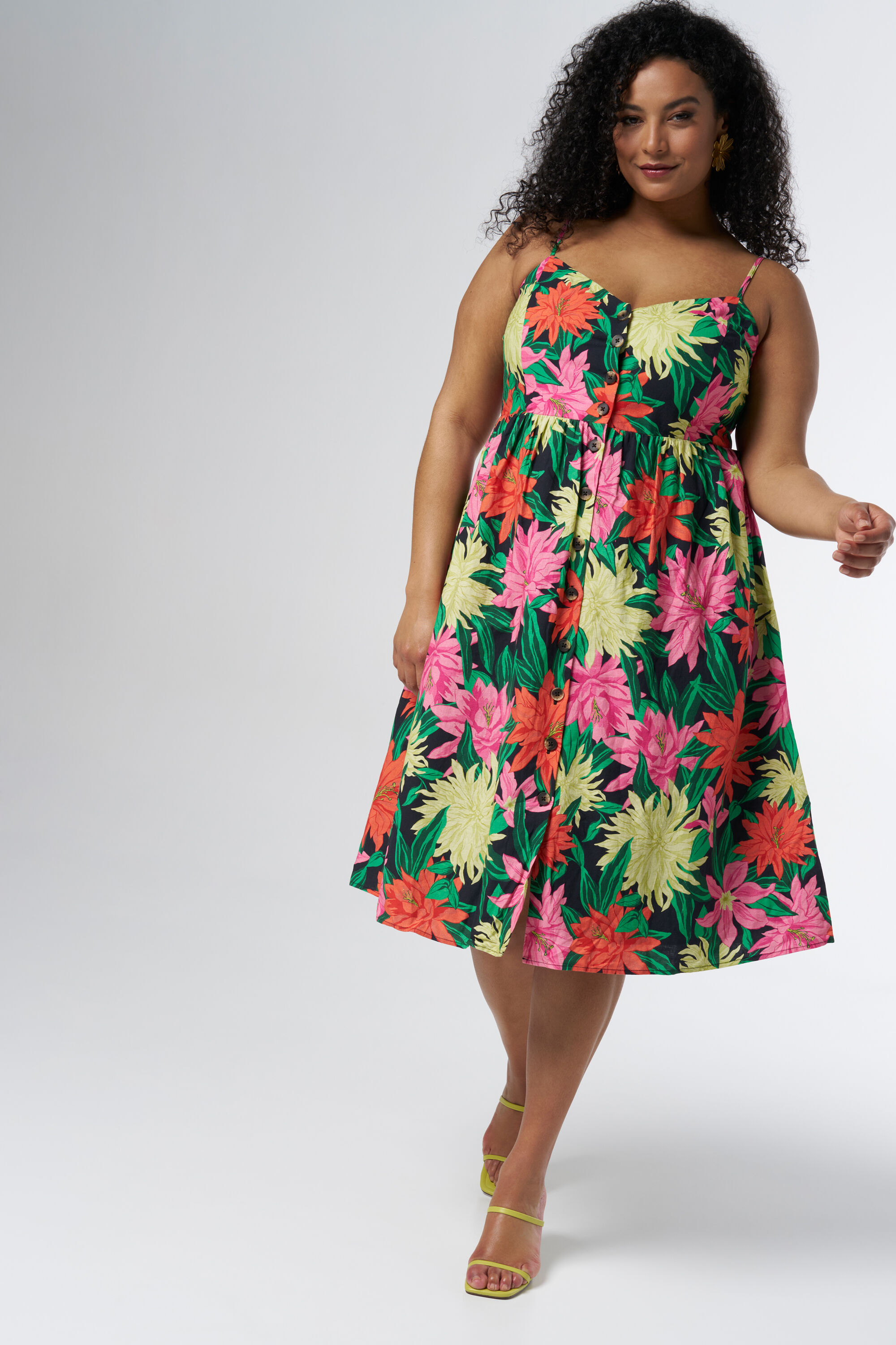 Robe midi boutonn&eacute;e et &agrave; imprim&eacute; image number 6