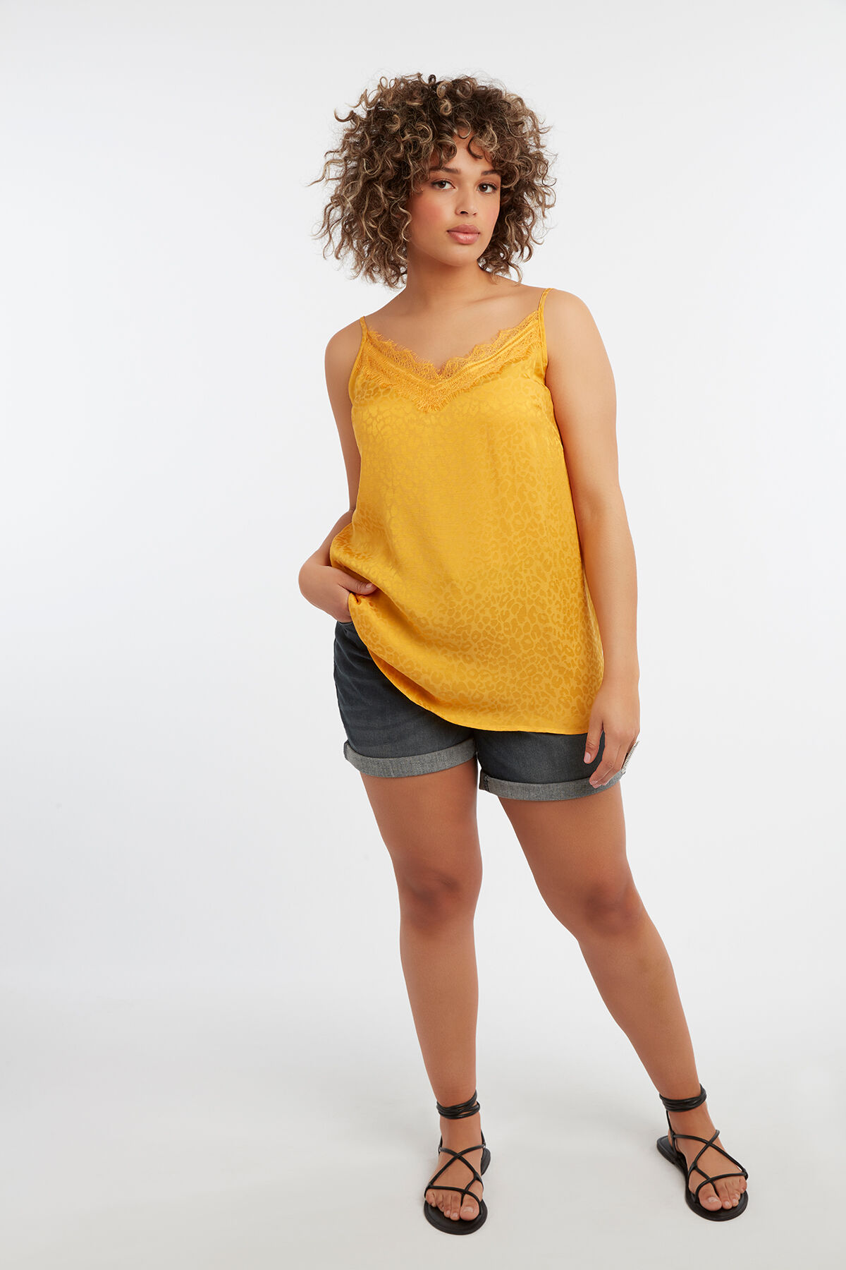 Chemisier sans manches &agrave; imprim&eacute; l&eacute;opard discret image number 3