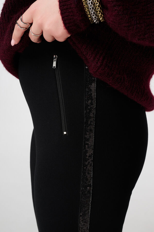 Legging skinny à paillettes et bande latérale image number 4