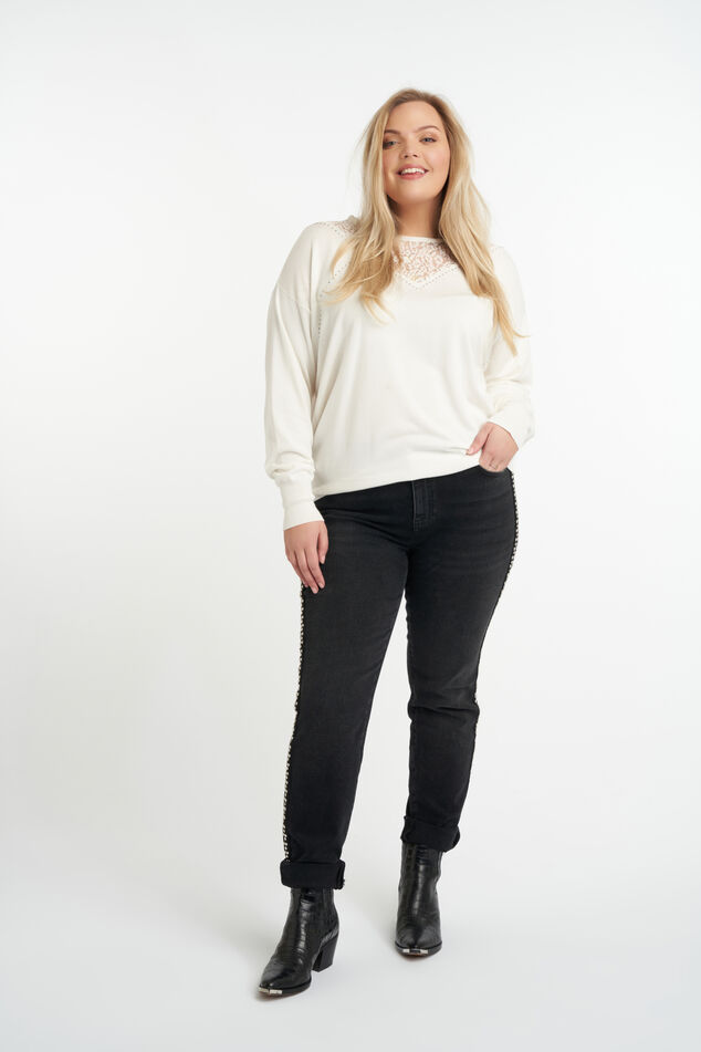 Haut en crochet avec motif ajouré et taille à cordon image number 5