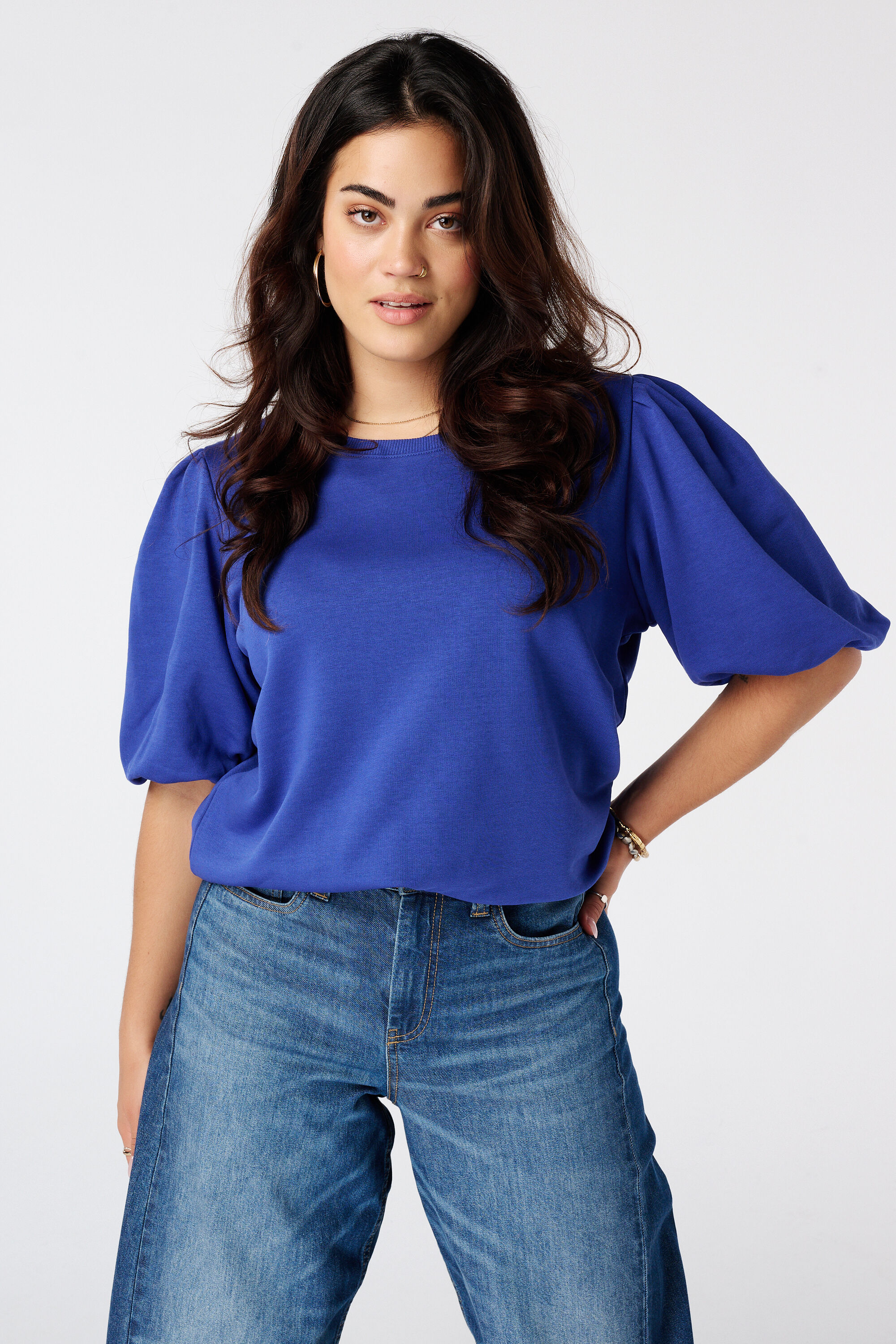 Sweat &agrave; manches bouffantes courtes