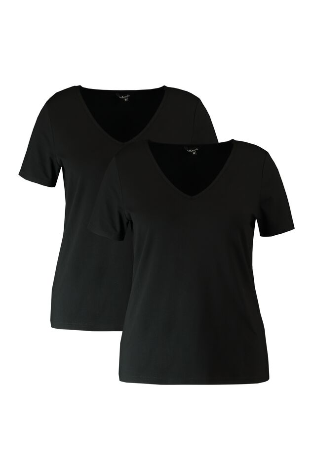 2 T-shirts avec col en V image number 1