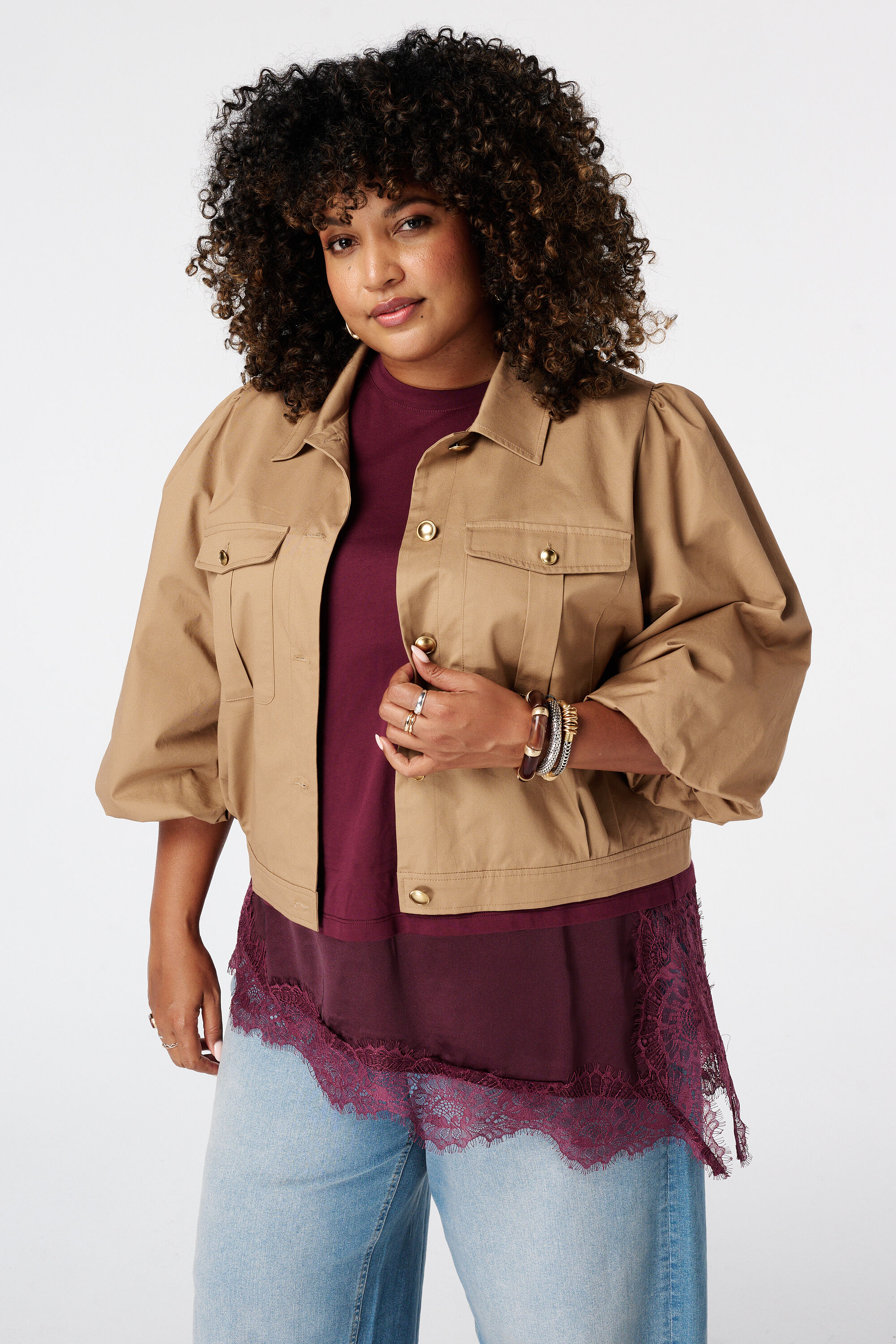 Veste utility avec manches bouffantes