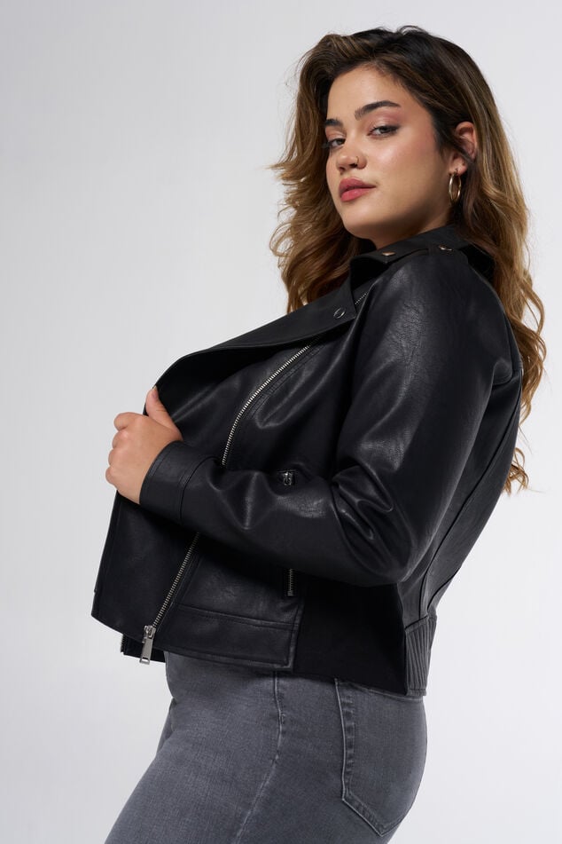 Veste en cuir avec détails argentés image number 0