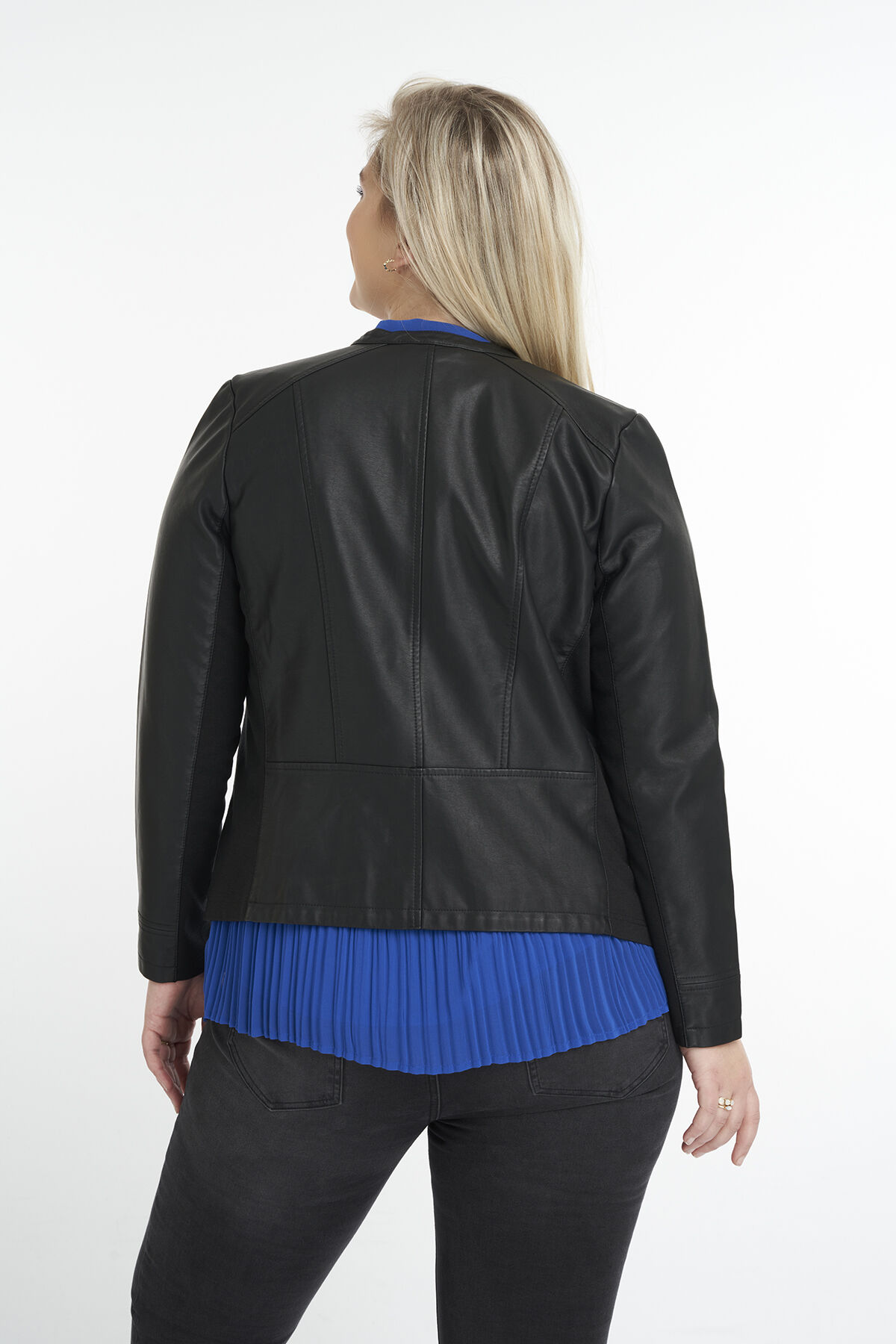 Veste motard en simili cuir &agrave; col rond image number 3