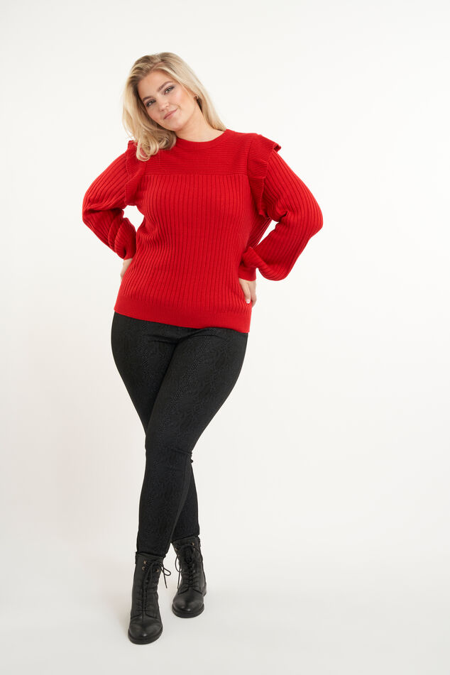 Pull côtelé avec volants image number 6